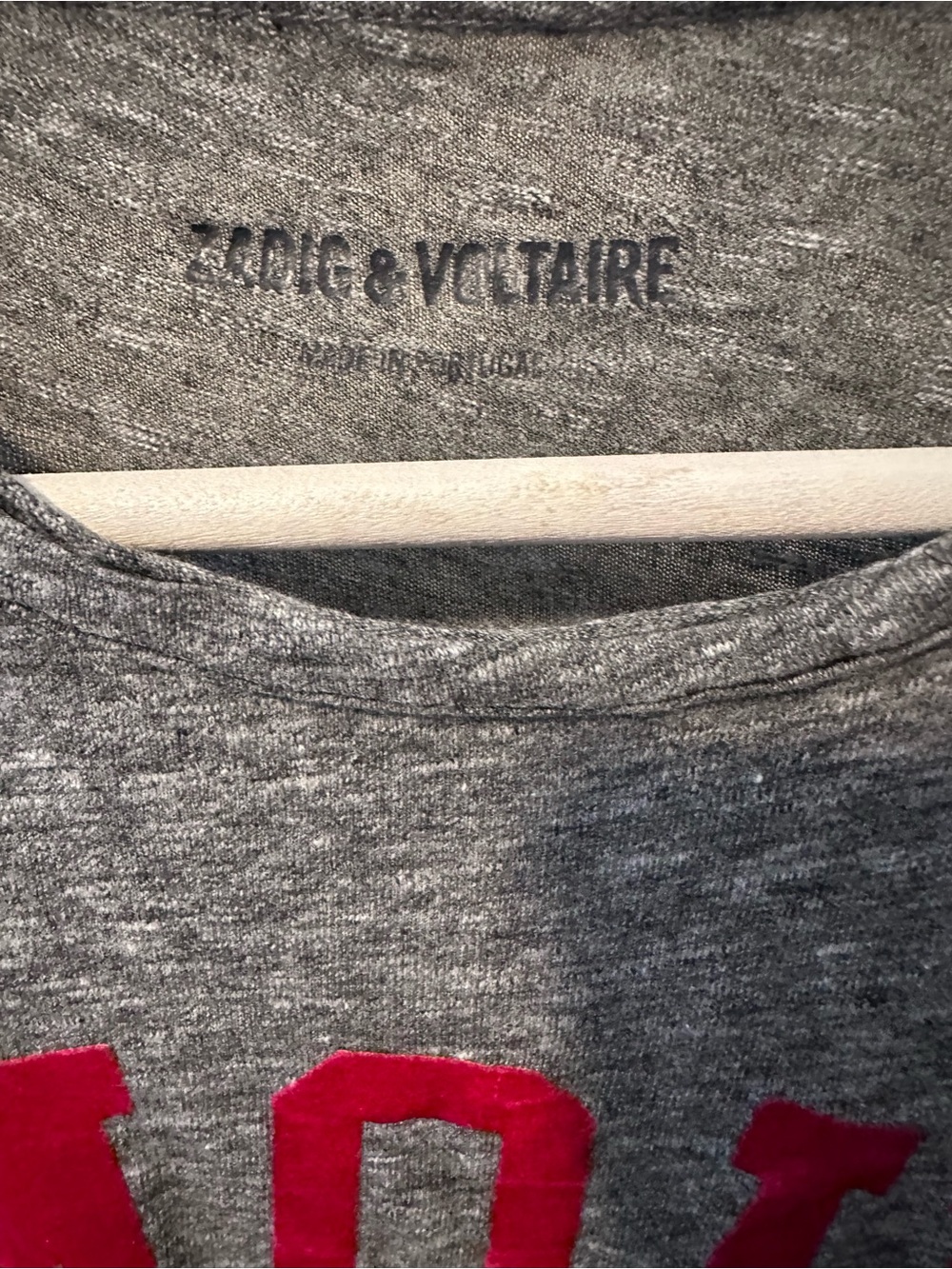 Zadig & Voltaire Gray Tee with Bright Red Applique - Picture 4 of 7